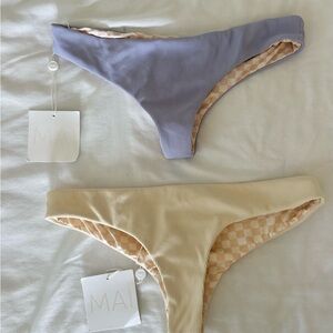 MAI Bikini Bottoms Set in Blue and Cream